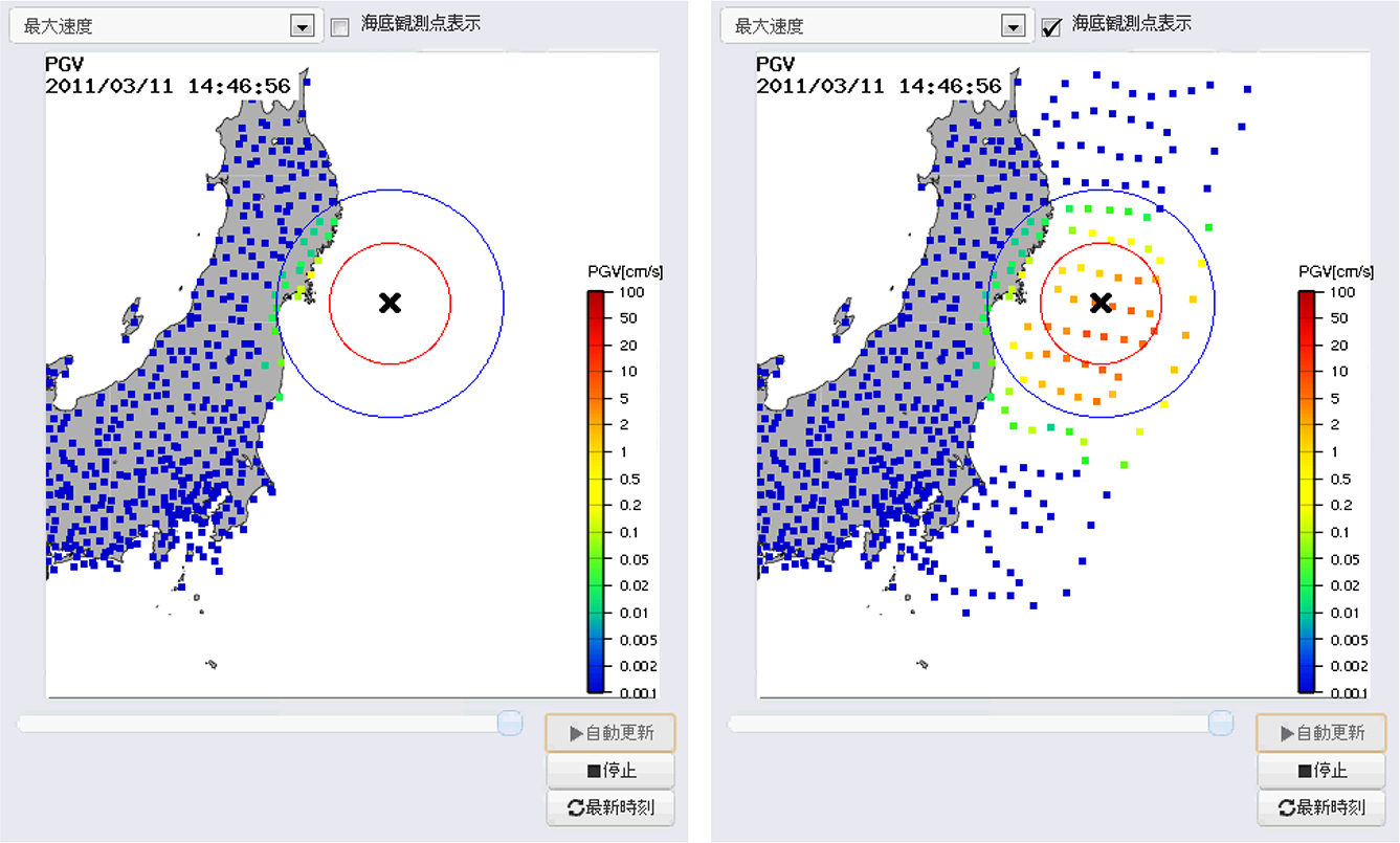 強震モニタのシミュレーションデータ