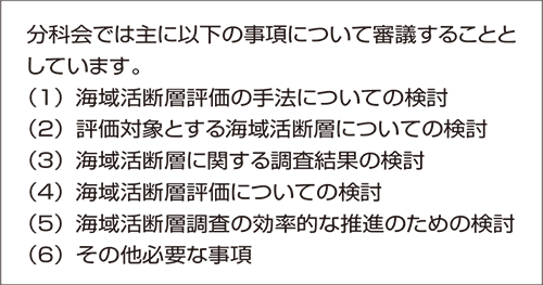 分科会で主に審議する事項