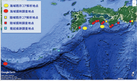 本プロジェクトで実施した地震履歴調査地点