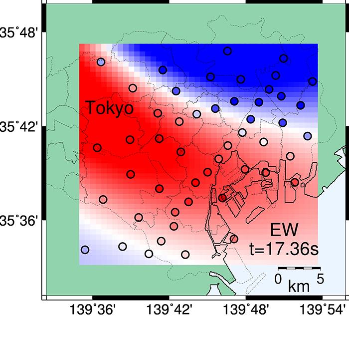 図3　データ同化に基づく首都圏における地震波動場の再現 （Kano et al., 2017）