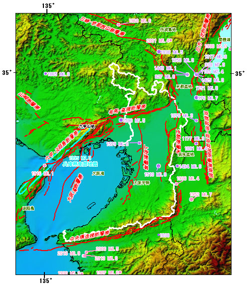 大阪府とその周辺の主な被害地震