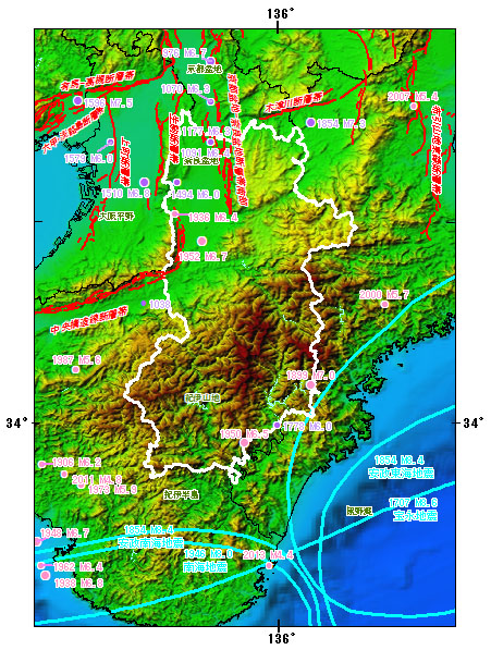 奈良県とその周辺の主な被害地震